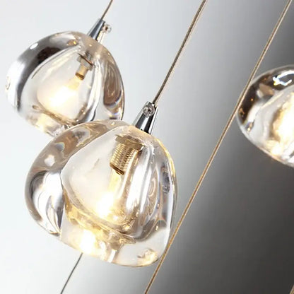 Modern cascading crystal ball chandelier living room pendant light with clear teardrop glass and chrome decorbites crystal ball design