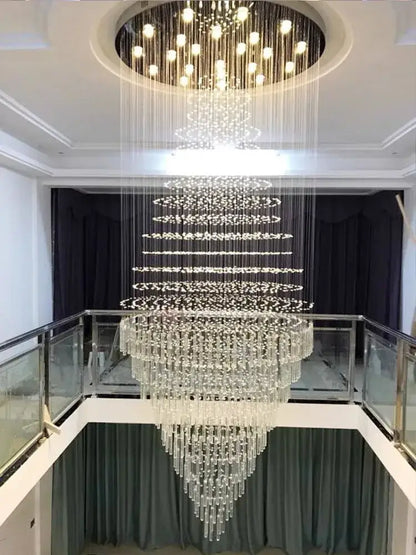 Modern cascading decorbites crystal chandelier with multi-tiered glass rods and hanging lights for living room decor