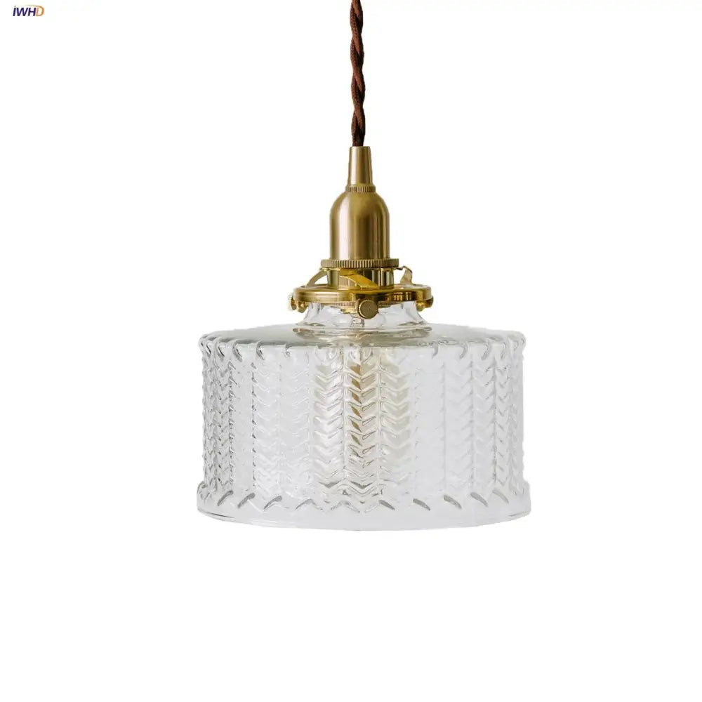 Modern chevron clear glass led pendant light with textured pattern and brass hardware for kitchen decorbites pendant light