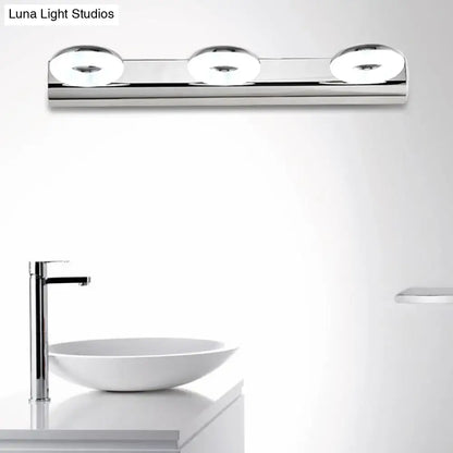 Modern chrome three-light bathroom wall lighting fixture with sleek design for contemporary wall lighting use
