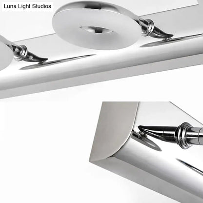 Modern chrome 2/3 head bathroom wall lighting fixture with sleek cylindrical design and circular frosted glass diffusers