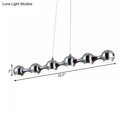 DecorBites modern chrome ball pendant ceiling light with five warm white spherical bulbs for living room lighting