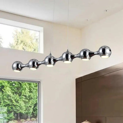 DecorBites™ modern chrome ball pendant ceiling light with five warm white spherical bulbs for living room lighting