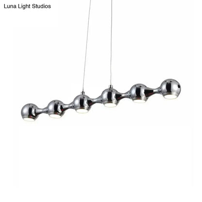 DecorBites modern chrome ball pendant ceiling light with five warm white spherical bulbs for living room lighting