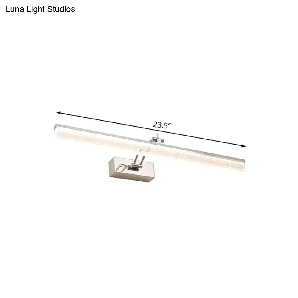 Silver-finished modern chrome adjustable led vanity light with sleek rectangular design and 23.5-inch length for bathroom mirrors