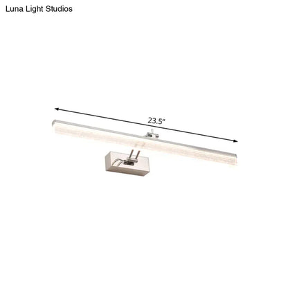 Silver-finished modern chrome adjustable led vanity light with sleek rectangular design and 23.5-inch length for bathroom mirrors