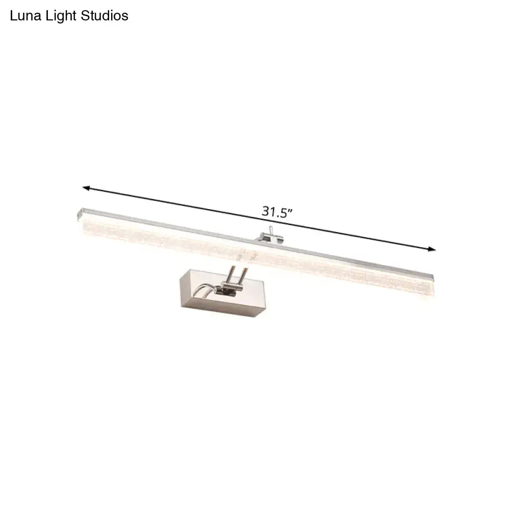 Modern chrome adjustable led vanity light with silver finish and integrated spotlight for bathroom mirror illumination