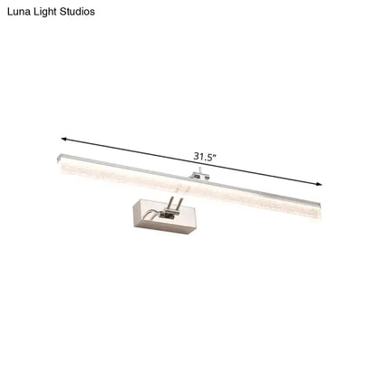 Modern chrome adjustable led vanity light with silver finish and integrated spotlight for bathroom mirror illumination