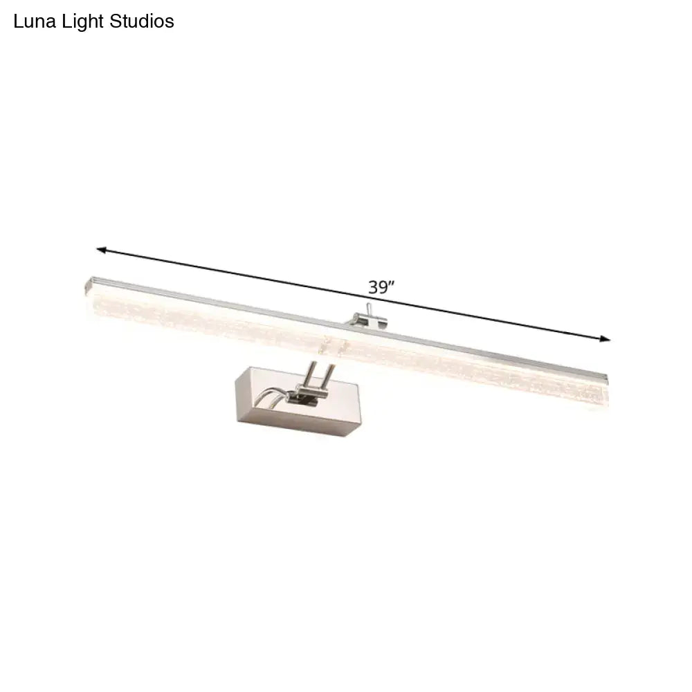 Modern chrome adjustable 39-inch sleek silver led vanity light with frosted glass diffuser for bathroom mirror spotlight
