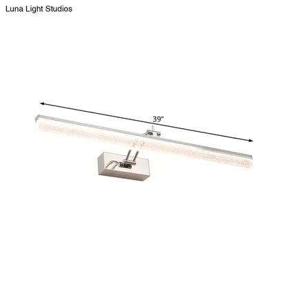 Modern chrome adjustable 39-inch sleek silver led vanity light with frosted glass diffuser for bathroom mirror spotlight