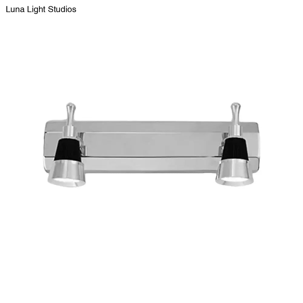 Modern chrome adjustable wall lamp bathroom spotlight with dual heads and black accents on lamp shades