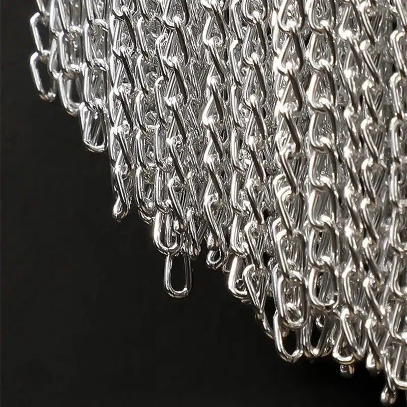 Silver-toned aluminum chain with interlocking oval links for modern chrome aluminum chain sconce wall lamp