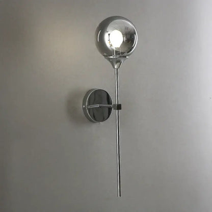 Modern chrome and amber glass ball wall lamps featuring a chrome-finished spherical glass ball decorbites glass ball design