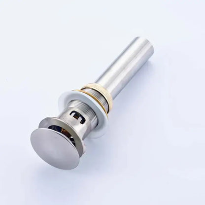 Modern chrome and gold bathroom sink pop up drain with shiny chrome finish and brass threaded collar for sink pop use