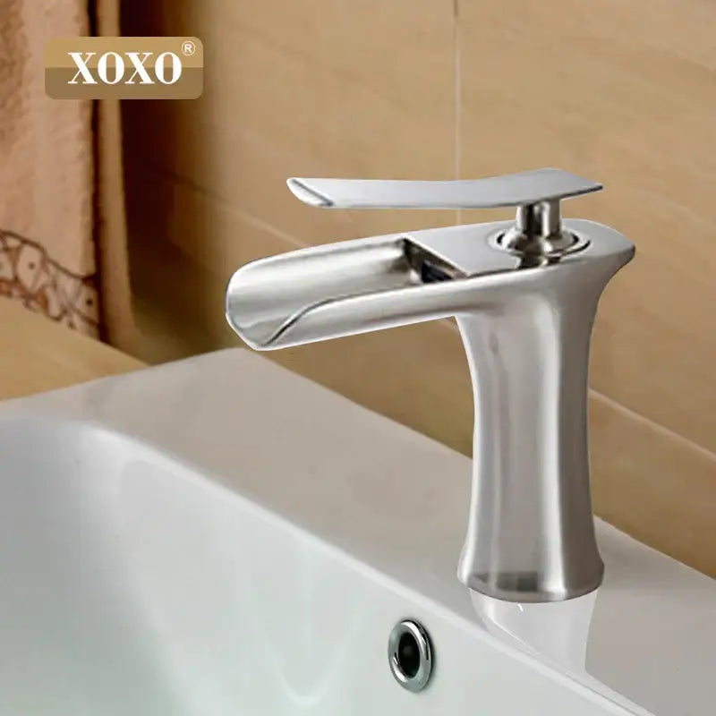 Modern chrome and white copper waterfall vanity faucet with stainless steel xoxo brand single handle decorbites copper waterfall design
