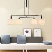 Modern chrome pendant light kit with four off-white fabric shades designed for dining room e12 e14 bulbs