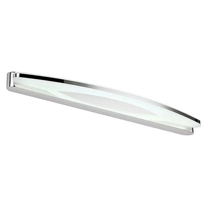 Modern chrome arc led vanity light with stainless steel finish and acrylic diffuser bulb included for bathroom use
