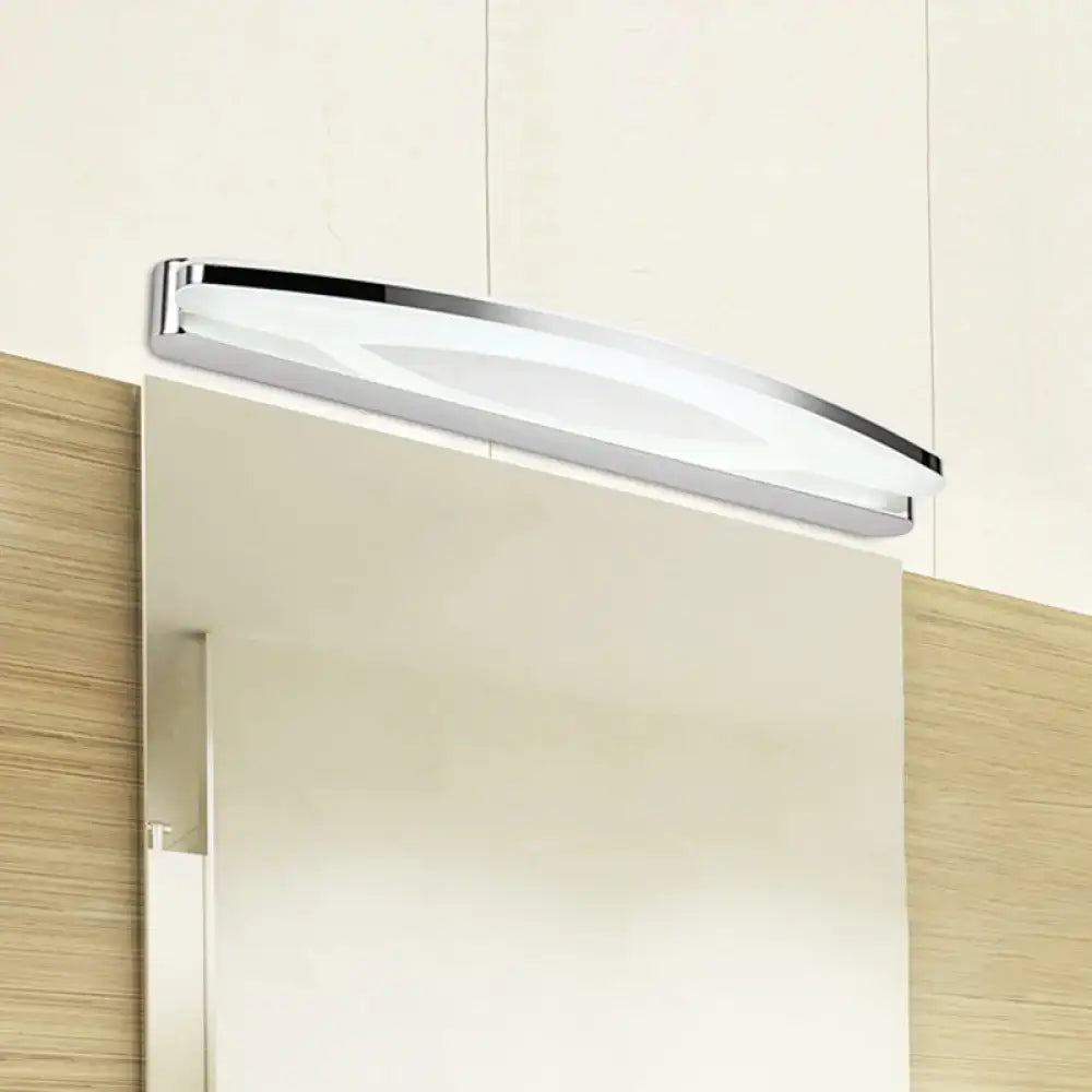 Modern chrome arched led vanity light with frosted glass diffuser curved design for 110v-120v bathroom wall sconce
