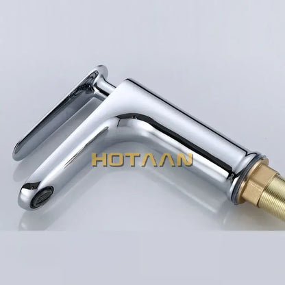 Modern chrome basin mixer faucet with sleek angular design and brass threaded base featuring mixer faucet handle decorbites basin mixer