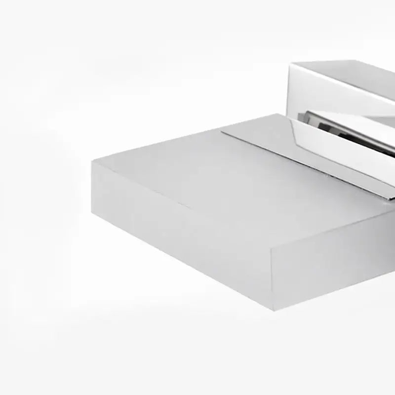 Modern chrome bathroom vanity light with acrylic shade bulb included and polished chrome rectangular wall-mounted soap dish