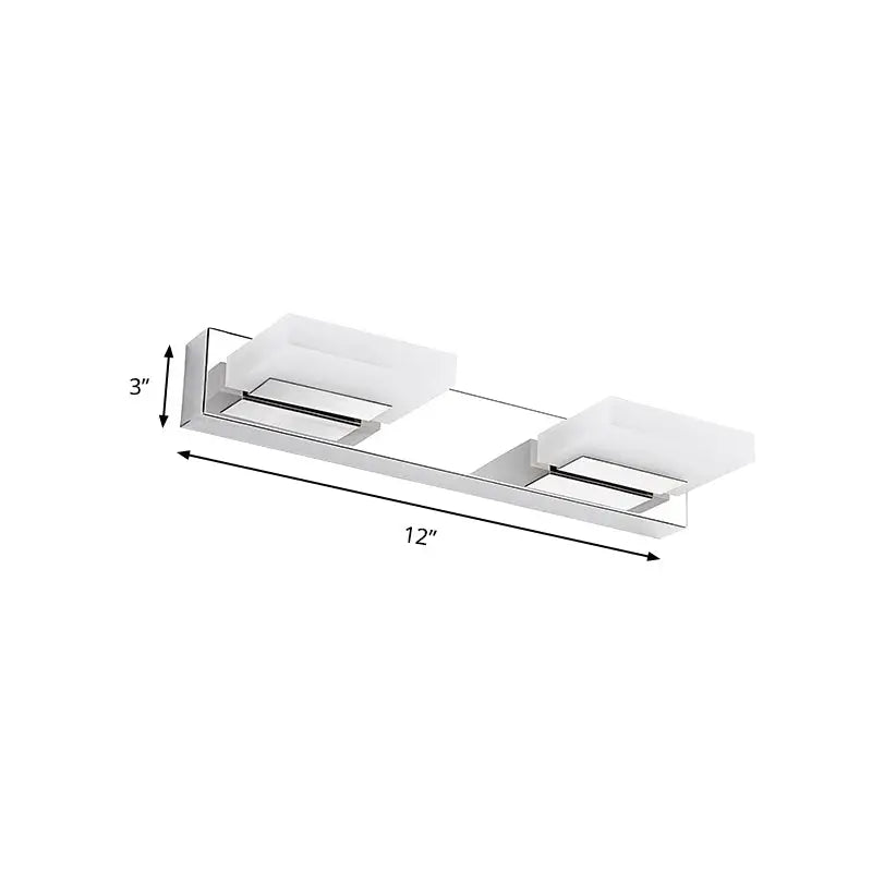 Modern chrome bathroom vanity light fixture with two frosted acrylic shade bulbs included for stylish illumination