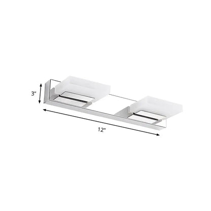 Modern chrome bathroom vanity light fixture with two frosted acrylic shade bulbs included for stylish illumination