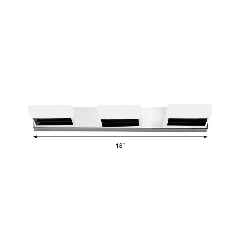 Modern chrome bathroom vanity light with white and black three-light fixture acrylic shade and bulb included