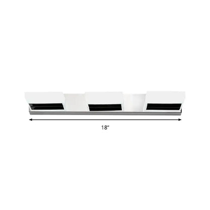Modern chrome bathroom vanity light with white and black three-light fixture acrylic shade and bulb included