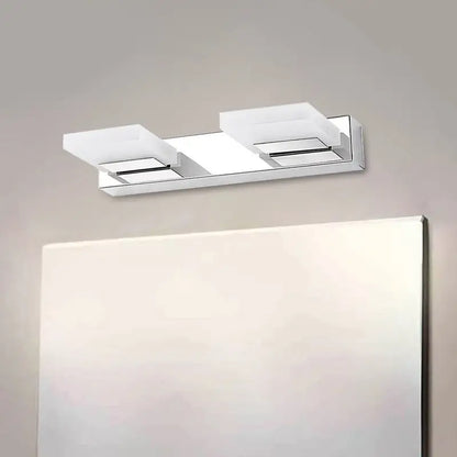 Modern chrome bathroom vanity light with acrylic shade bulb included featuring two rectangular white diffusers