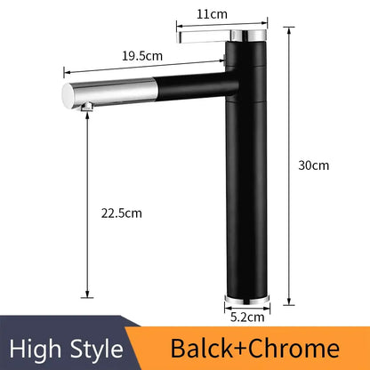 Black and chrome decorbites brass bathroom faucet with swivel spout for modern bathroom faucet vessel sink use