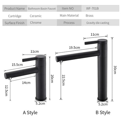 Modern black chrome brass bathroom faucet vessel sink tap with two distinct styles for decorbites brass bathroom use