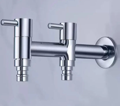 Modern chrome brass double handle garden faucet with shiny chrome finish for outdoor and laundry use decorbites brass double
