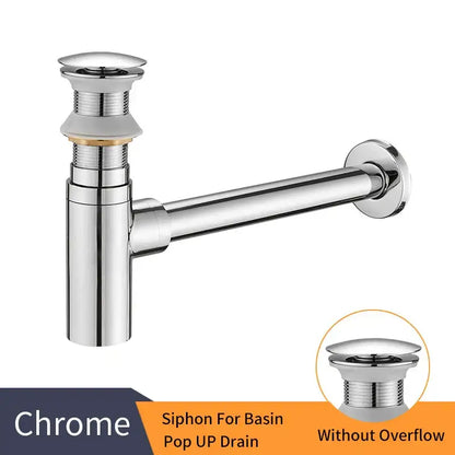 Modern chrome brass round bottle trap pop-up basin siphon drain with sleek design for bathroom sink decorbites brass round bottle