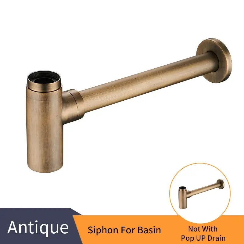 Antique brass round bottle trap with sleek brushed finish and classic curved design for bathroom sink decorbites brass round