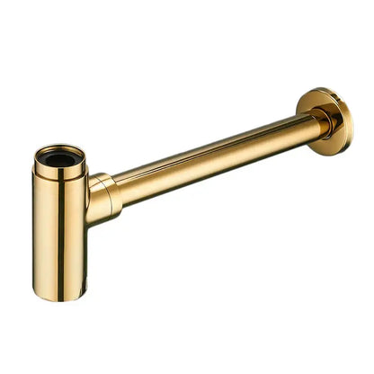 Modern chrome brass round bottle trap bathroom sink drain pipe with gold polished metallic finish