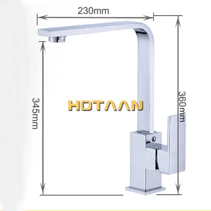 Modern chrome brass square swivel kitchen faucet mixer with high arc spout and sleek angular design for square swivel kitchen decorbites brass square