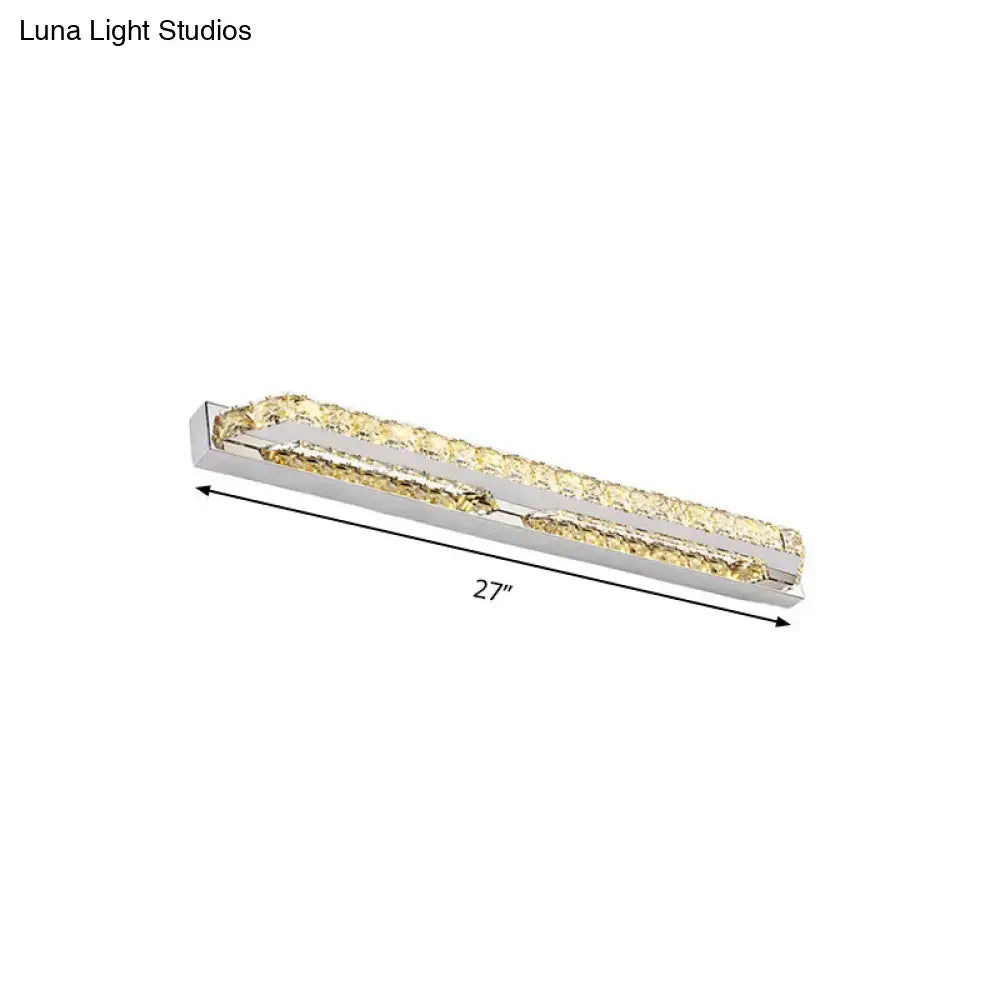 Modern chrome clear amber crystal led vanity light bathroom sconce with sleek frame and textured clear amber crystal accents