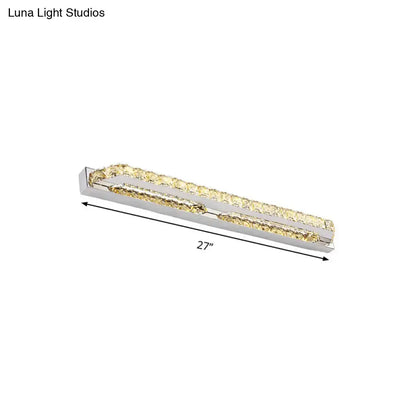 Modern chrome clear amber crystal led vanity light bathroom sconce with sleek frame and textured clear amber crystal accents
