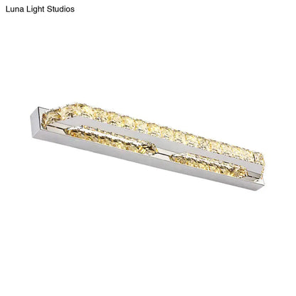Modern chrome clear amber crystal led vanity light with sleek rectangular design and warm-toned clear amber crystals