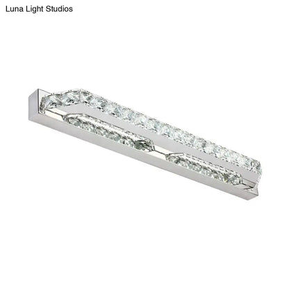 Modern chrome clear amber crystal led vanity light with bulb base and two rows of clear crystal embellishments