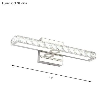 Modern chrome wall light with clear crystal accents 220v-240v sleek rectangular bathroom sconce design