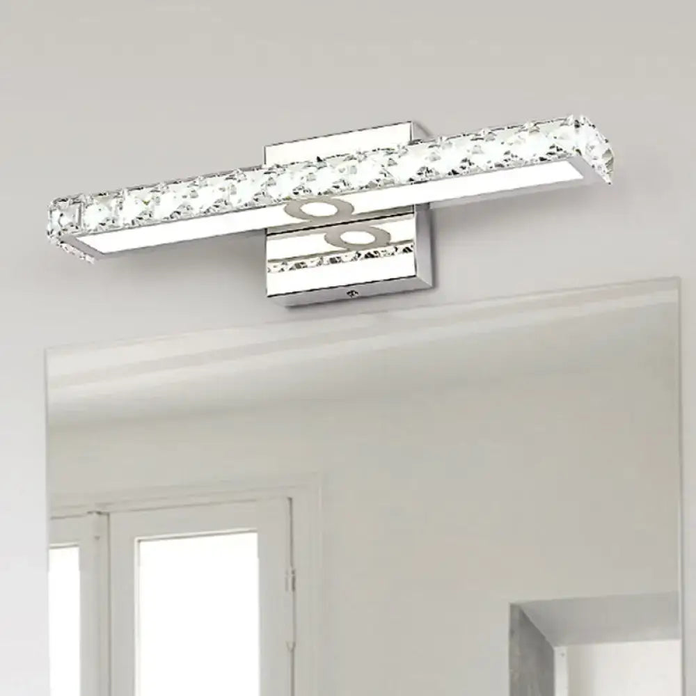 Modern chrome clear crystal led wall light bathroom sconce with 220v-240v power and elongated rectangular design