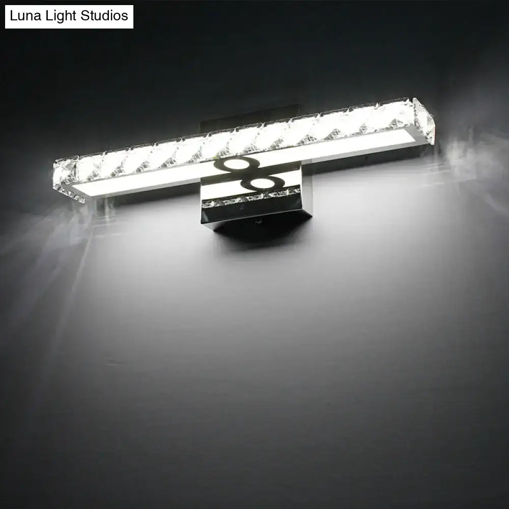 Modern chrome clear crystal led wall light bathroom sconce with crystal-encrusted edges for 220v-240v use