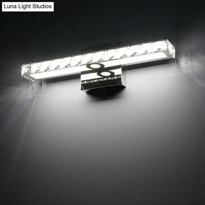 Modern chrome clear crystal led wall light bathroom sconce with crystal-encrusted edges for 220v-240v use