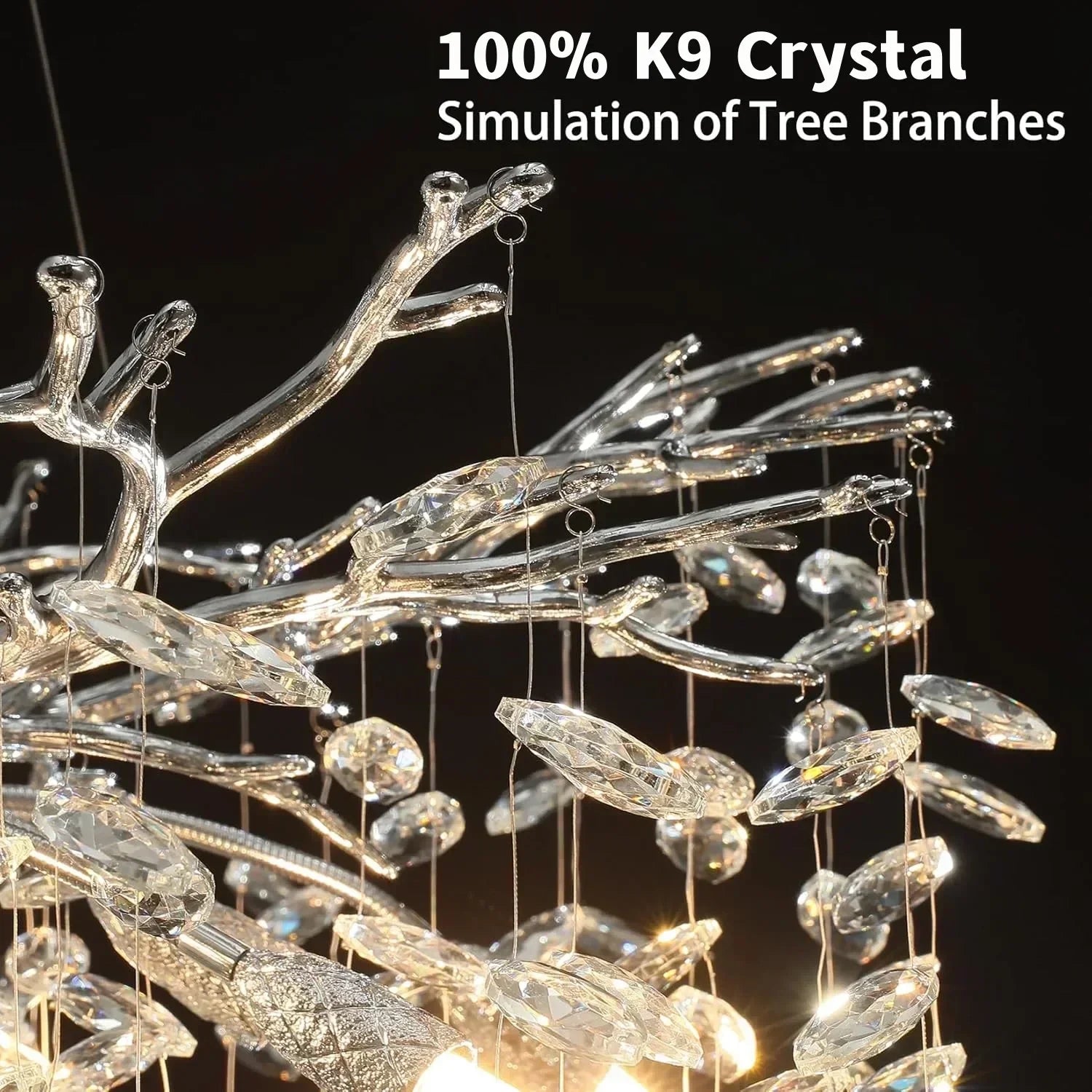 Modern chrome branch crystal chandelier crafted from k9 crystal branches for living room bedroom lighting fixture