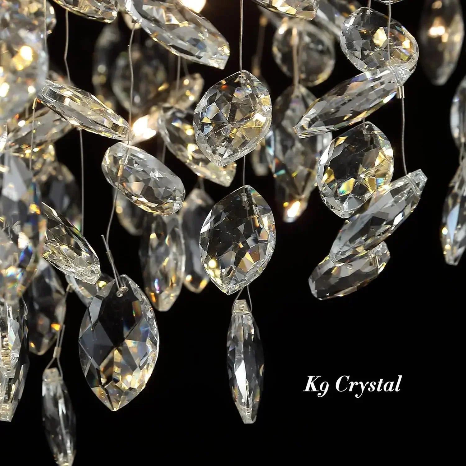 Modern chrome branch crystal chandelier with clear faceted k9 crystal pendants for living room bedroom use