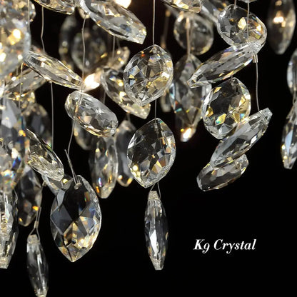 Modern chrome branch crystal chandelier with clear faceted k9 crystal pendants for living room bedroom use