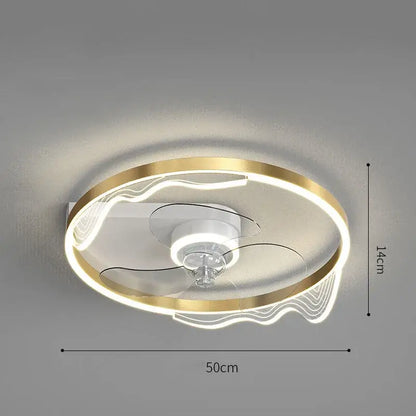 Modern chrome crystal ceiling fan light with gold frame integrated led lighting and transparent motor housing decorbites ceiling fan