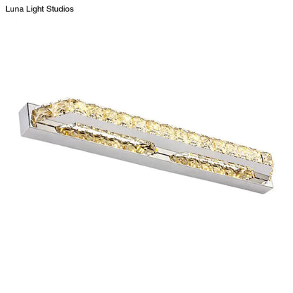 Modern chrome crystal encrusted led wall light fixture with textured golden crystal design and fixture height detail
