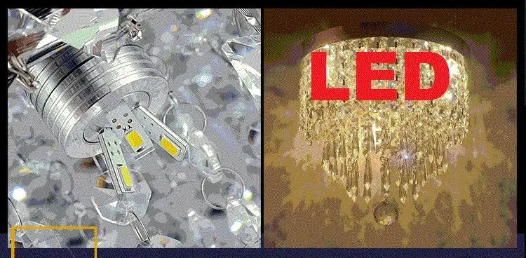 Modern chrome decorbites crystal led ceiling light with golden accents and hanging led bulbs for living room decor